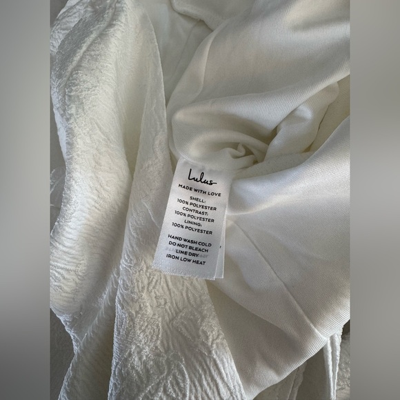 NWOT | Lulus | Exceptional Vision White Jacquard Removable Bow Jumpsuit | Sz M - Picture 9 of 10